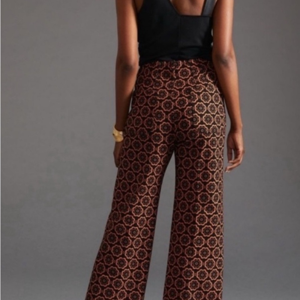 Maeve Black and Rust Floral Cropped Wide-Leg Pants - Picture 7 of 10